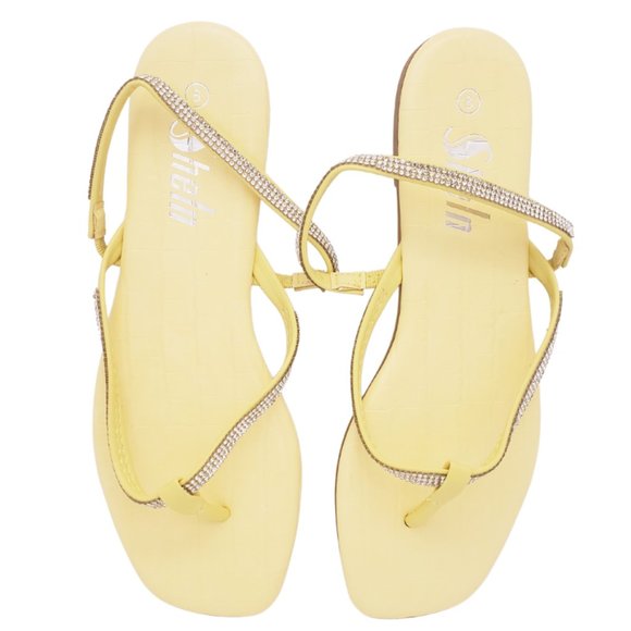 Yellow Rhinestone Sandals - Picture 1 of 2